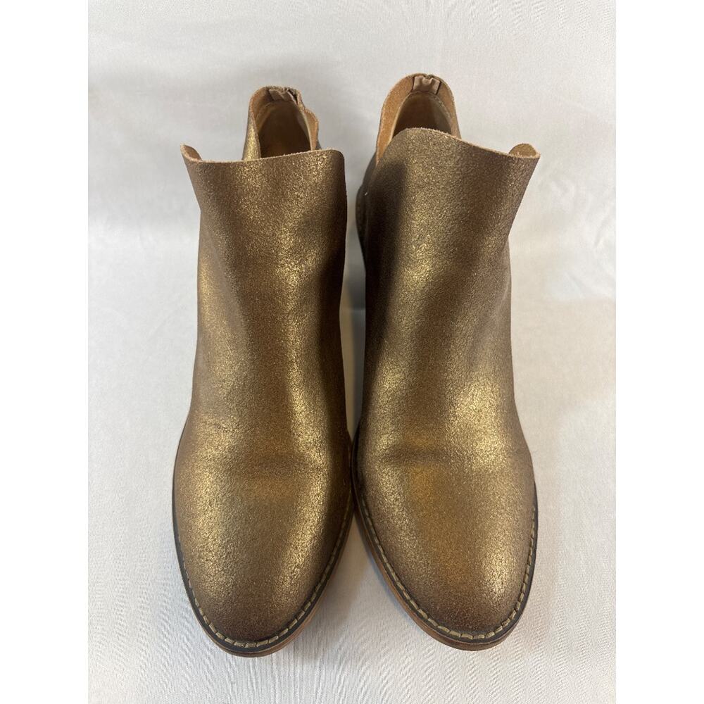 Anthropologie Kelsi Dagger Brooklyn Bronze Metallic Leather Bootie 10 Western - Picture 2 of 6